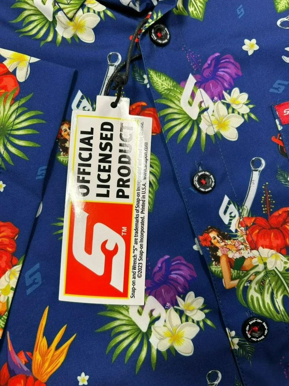 Snap On x Dixxon Flannel Limited Edition Hawaiian Print Button-Up Shirt S/S Blue